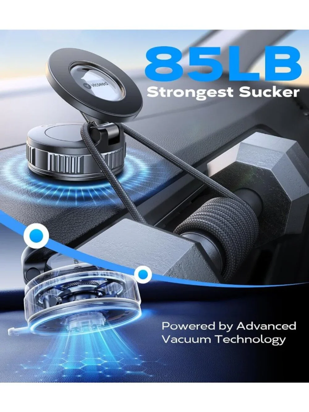 2026 Upgraded Magnetic Car Phone Holder - 360° Adjustable, Strong Suction for